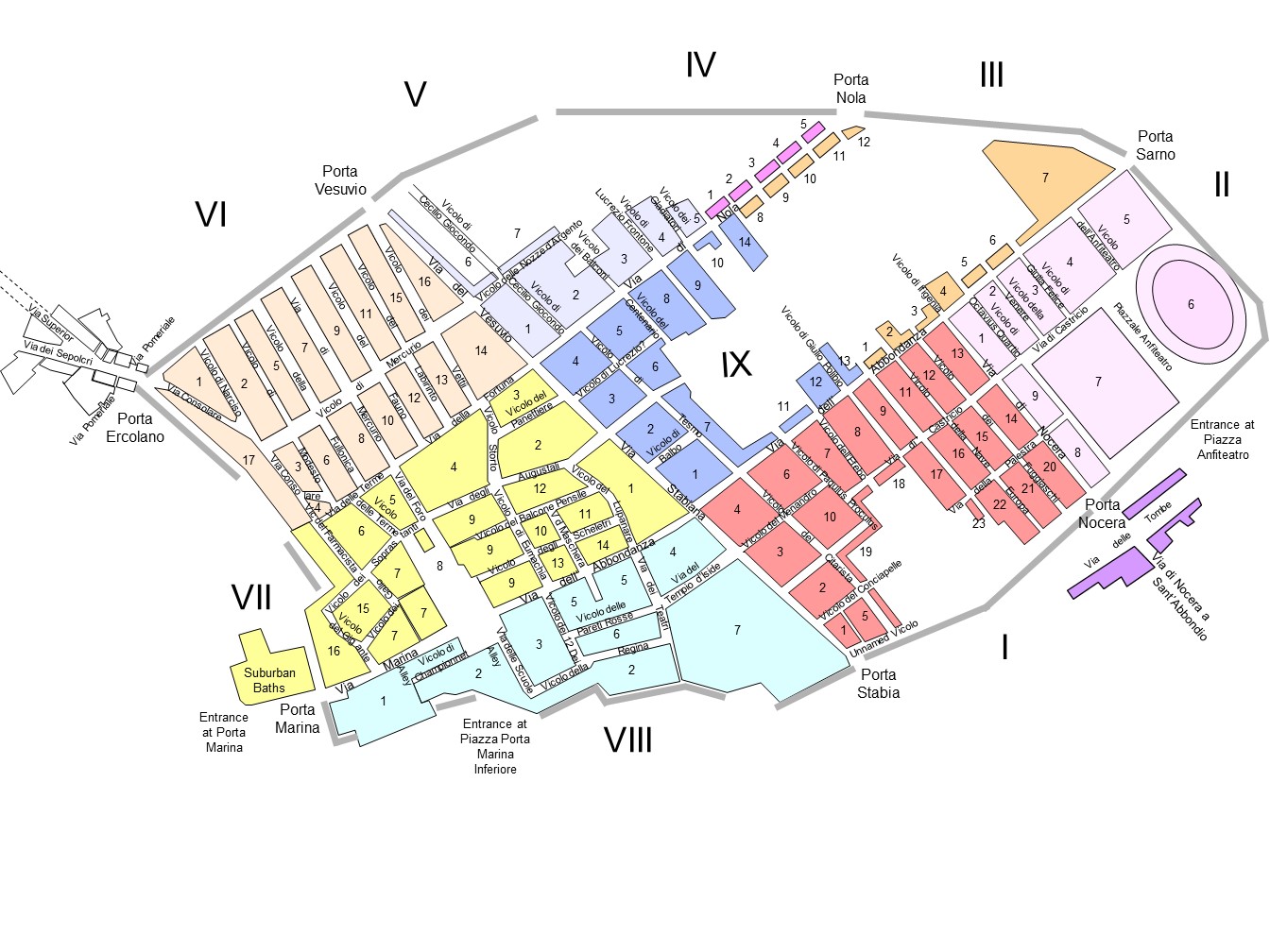 Pompeii Street View plan and index Pompeii Street View plan and index